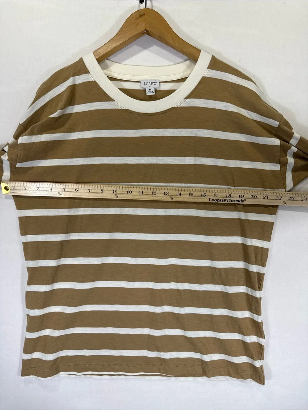 J. Crew Men's Striped Long Sleeve Tee in Cream and Brown
